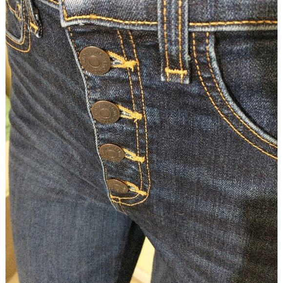 Veronica Beard Jeans Women's Sz 25 Tux Stripe Frayed Cropped Boot Cut Button Fly - Picture 5 of 14